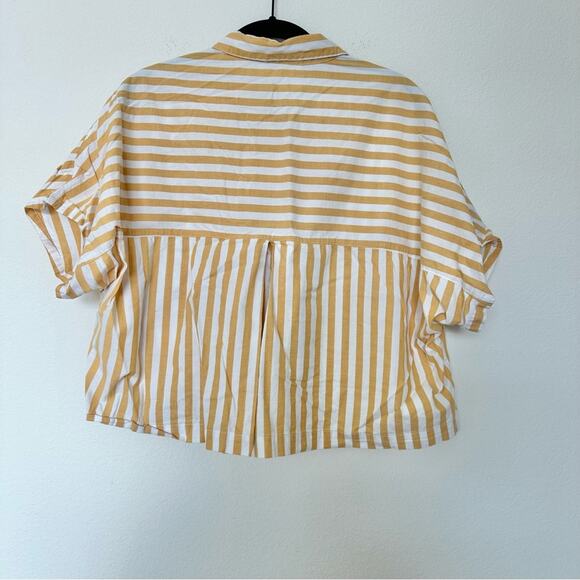 Urban Outfitters Top Womens S/M Yellow Button Up Cropped Striped Summer - Picture 4 of 4